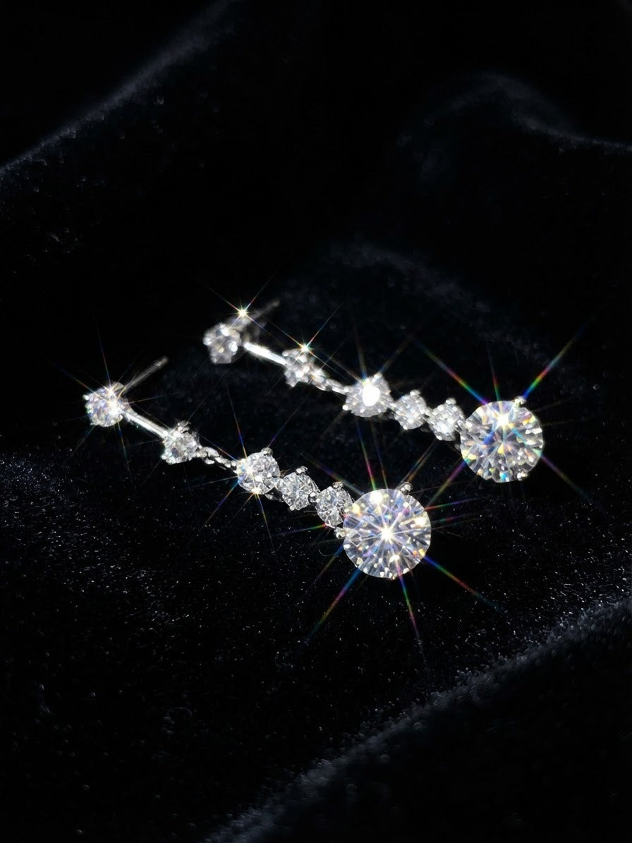Zizara Céleste Drop Earrings — 1CT Moissanite Tassel · 925 Silver