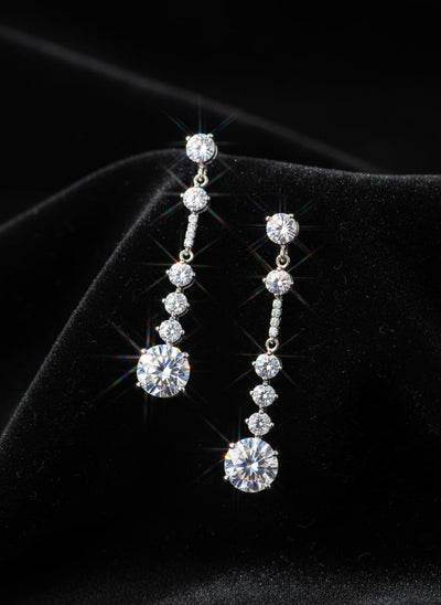 Zizara Céleste Drop Earrings — 1CT Moissanite Tassel · 925 Silver