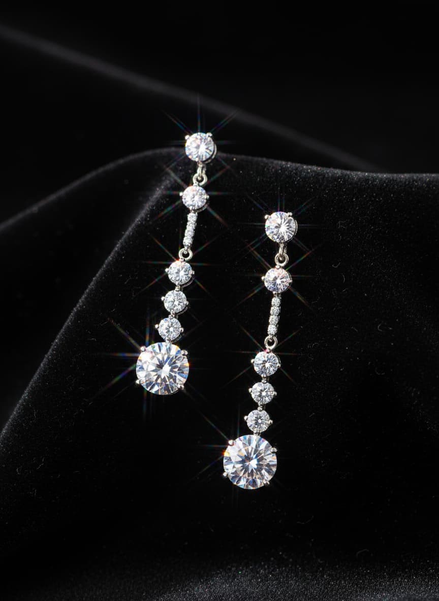 Zizara Céleste Drop Earrings — 1CT Moissanite Tassel · 925 Silver