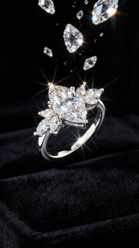 Zizara Marquise Ring — 2CT D Colour Moissanite · 925 Silver · GRA Certified