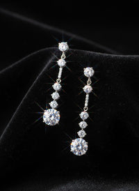 Zizara Céleste Drop Earrings — 1CT Moissanite Tassel · 925 Silver
