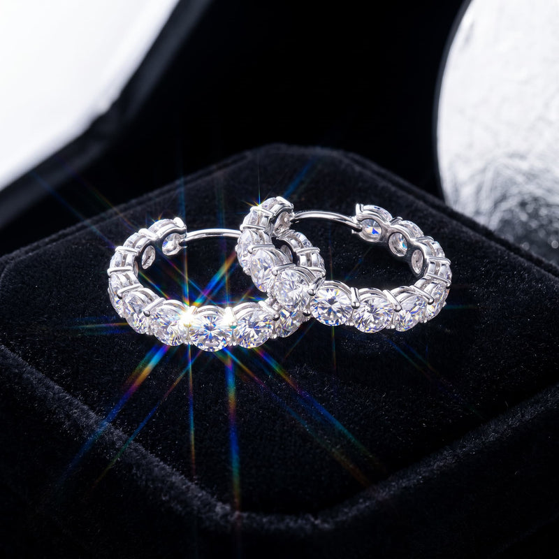 Zizara Lumière Hoop Earrings — Full Moissanite · 14K Gold · 925 Silver