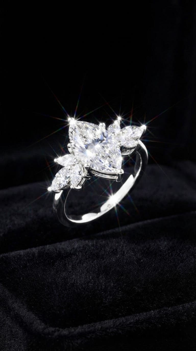 Zizara Marquise Ring — 2CT D Colour Moissanite · 925 Silver · GRA Certified